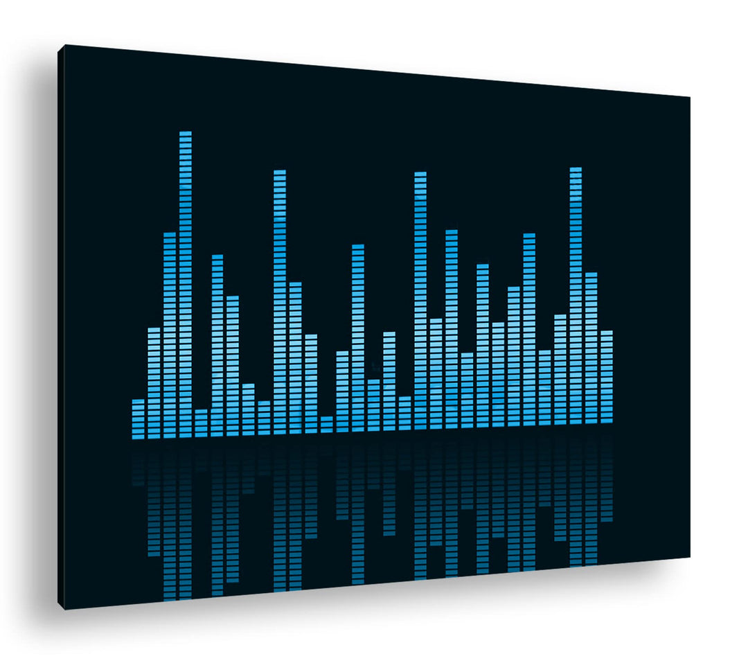 Dark digitale Sound Levels Format 80x60 Effekt: Monocrome Blau als Leinwandbild, Motiv fertig gerahm