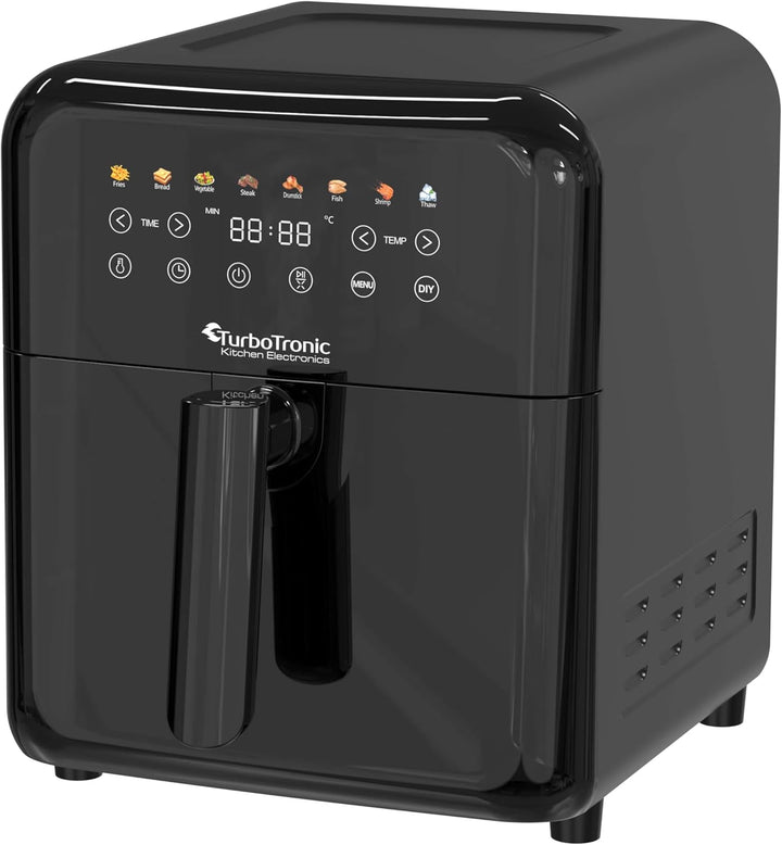 TurboTronic Heissluftfritteuse XXL 6 Liter, 1600W, 8 Programme, Timer, Airfryer Heissluftfritteuse D