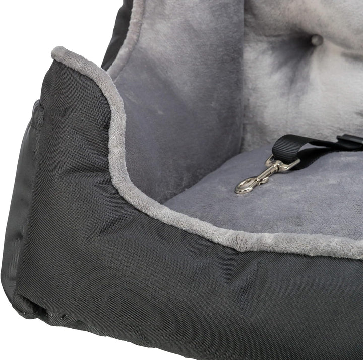 TRIXIE Autositz für Hunde - auch als Reisebettchen - Befestigungsgurte für Fahrzeugsitz - Gurtdurchf