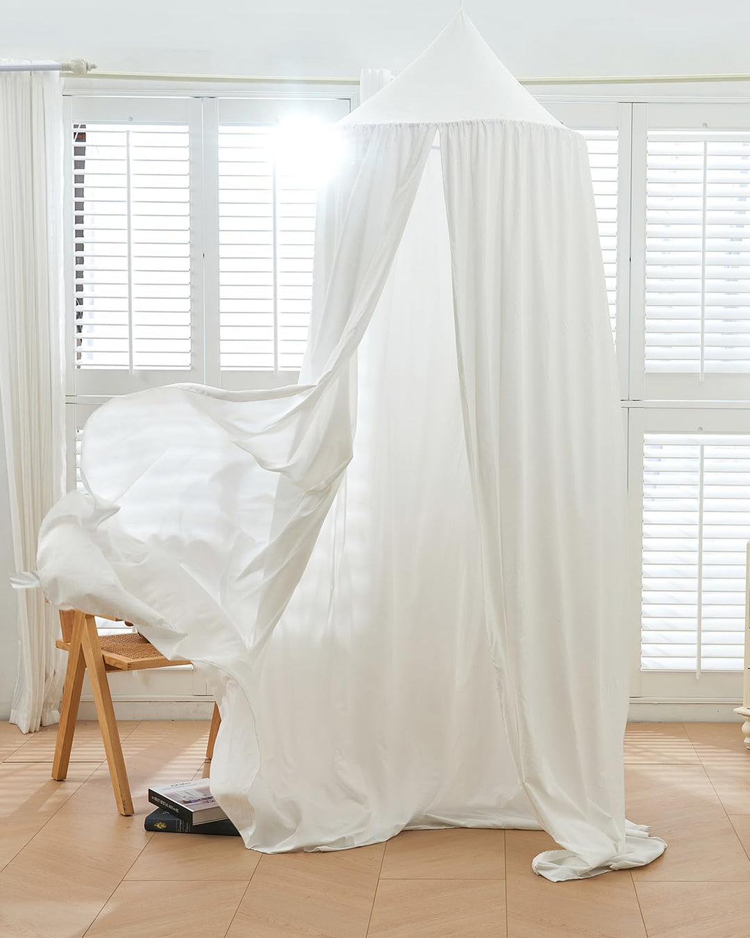 Surwin Betthimmel Madchen Jungen Babybett Doppelbett, Einfarbig Moskitonetz Baldachin Kinderzimmer E
