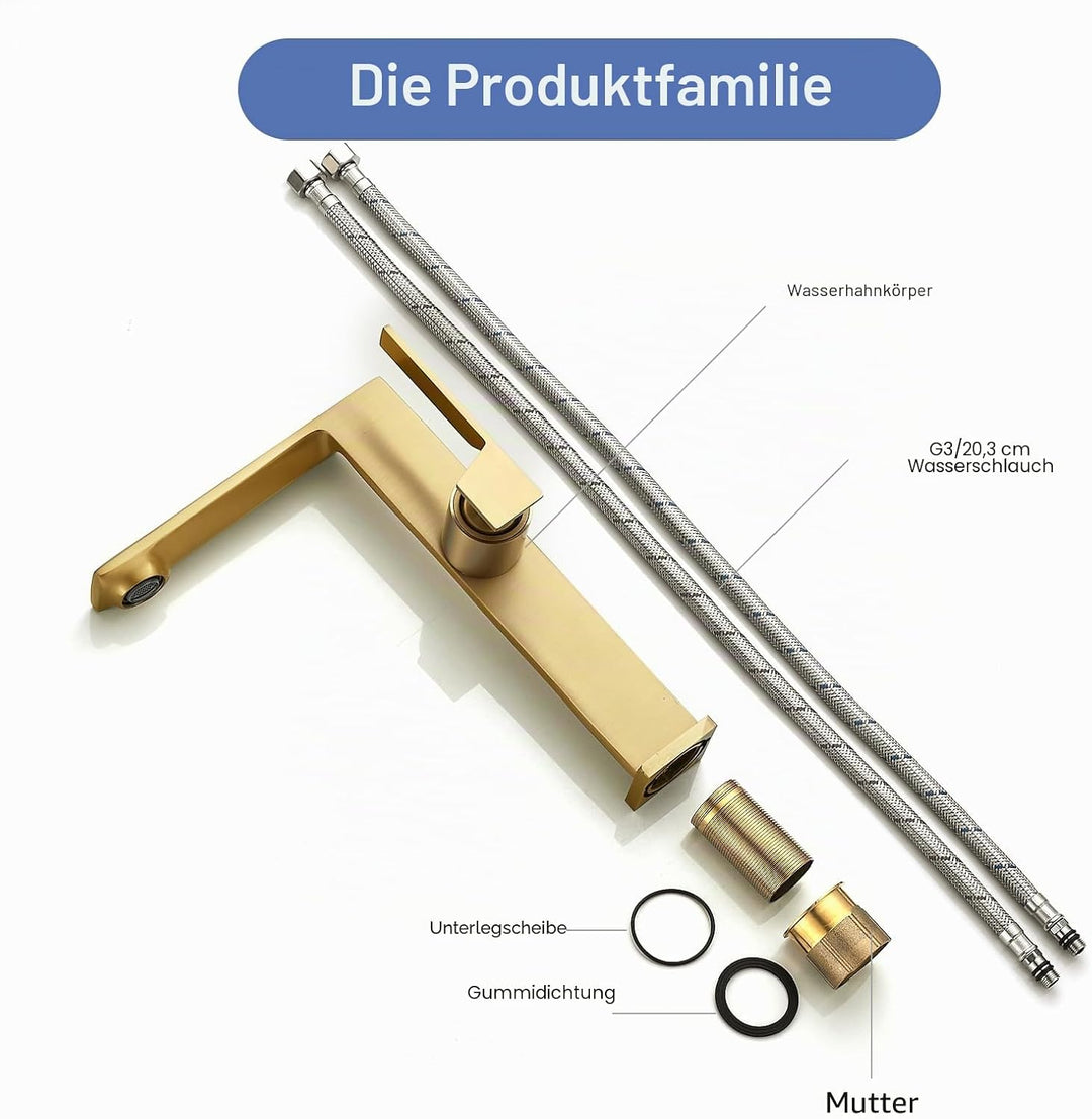 Wasserhahn Bad Hoch Gold Waschtischarmatur Armatur Badezimmer Mischbatterie Waschbecken Armaturen Ei
