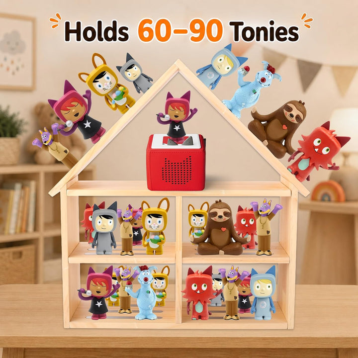 Premium Tonie Regal Kinderzimmer Hausform für bis zu 60-90 Tonie| 2 Stock Grosse Tonies Aufbewahrung