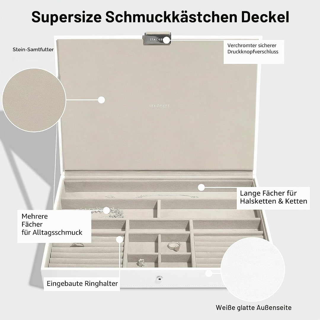 Stackers Schmuckkästchen Supersize aus Kunstleder Grau, Grau