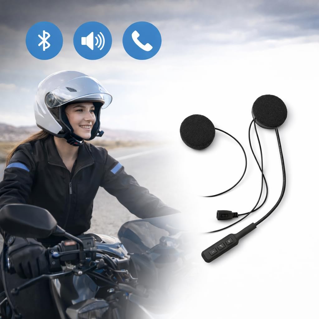 Bluetooth-Kopfhörer für Motorradhelm, wasserdicht, universell, ultradünn, mit Mikrofon mit Gegenspre