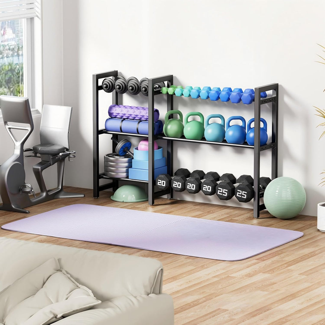 Verstellbarer Dreistöckiger Hantelständer 127cm Adjustable Kurzhantelständer 3 Ebenen Hantelablage (