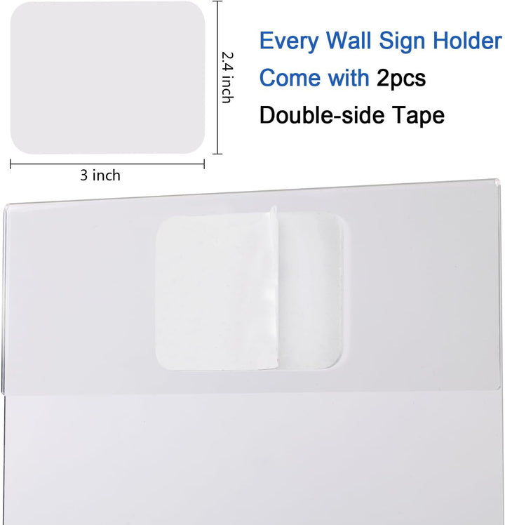 A4 Acryl-Wandschildhalter [6 Stück] Klar A4 selbstklebend Plexi Schild Halter mit 3M Klebeband für W
