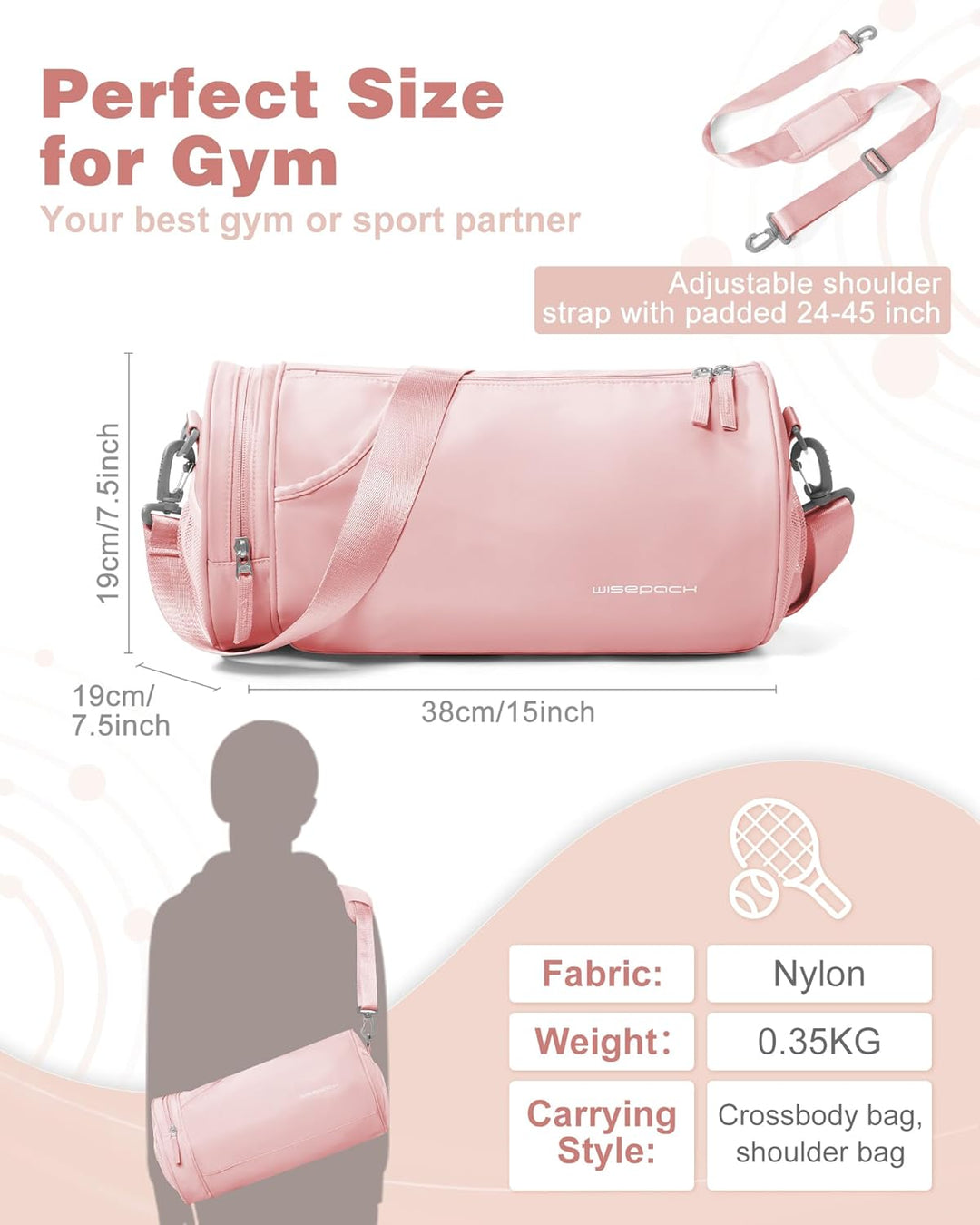 SZSYCN Sporttasche Damen Klein, Sport Duffel Bag mit nassfach & schuhfach, Leichte wasserdichte Trai