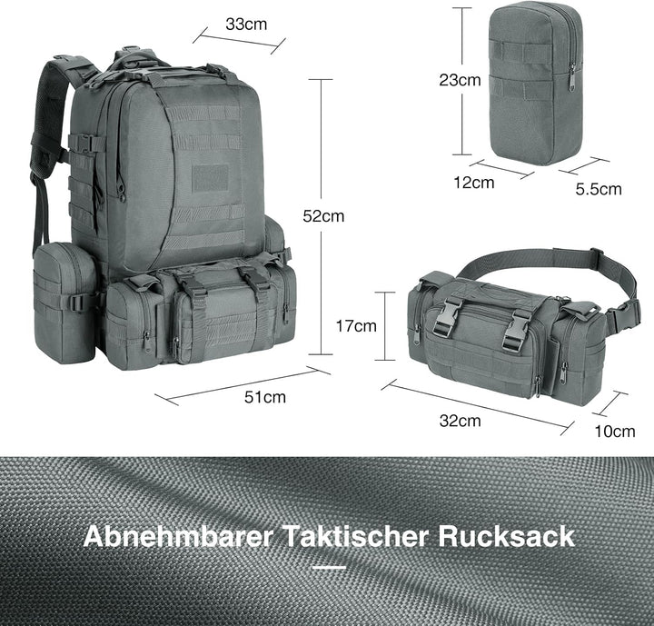 Taktischer Rucksack, 60L Militär Armee Rucksack, grosser Survival Molle Tagesrucksack für Herren und