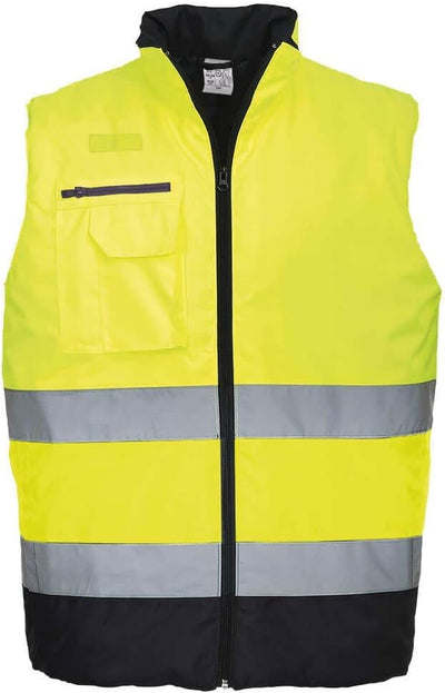 Portwest Hi Vis 2 Tone Bodywarmer S Gelb / Marineblau, S Gelb / Marineblau