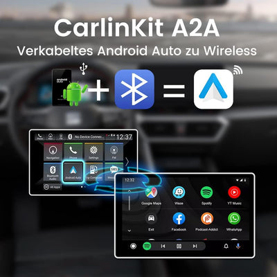 CarlinKit A2A Wireless Android Auto Adapter，Einfache Einrichtung, Plug-and-Play,Für Autos mit kabelg