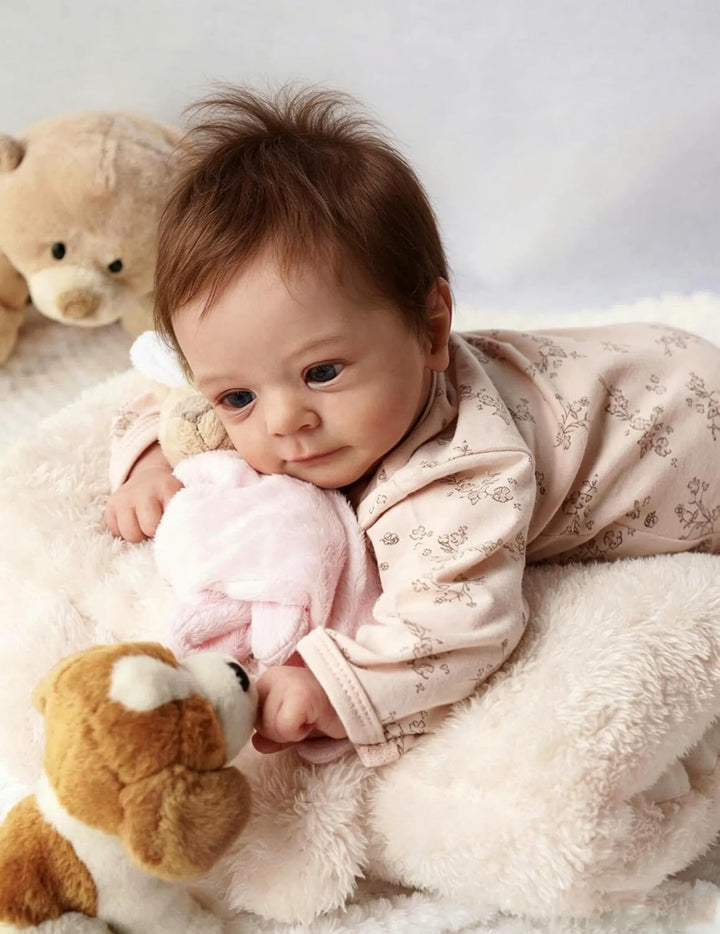 Zero pam Reborn Baby Puppe Lebensecht Mädchen Offene Augen, 48CM Realistische Babypuppe Weichkörper,