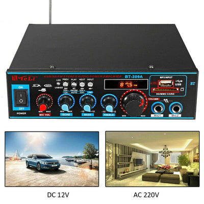 Bluetooth Empfänger 800W Verstärker Auto & Heim Endverstärker HiFi Stereo Audio Amplifier mit MP3/SD