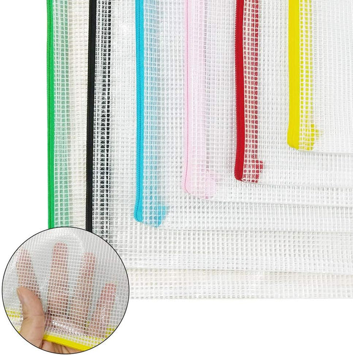24PCS Plastic Wallets-Ordner - A4 Plastic Wallet-Dokumentordner Extra dicke Netz-Reissverschlusstasc