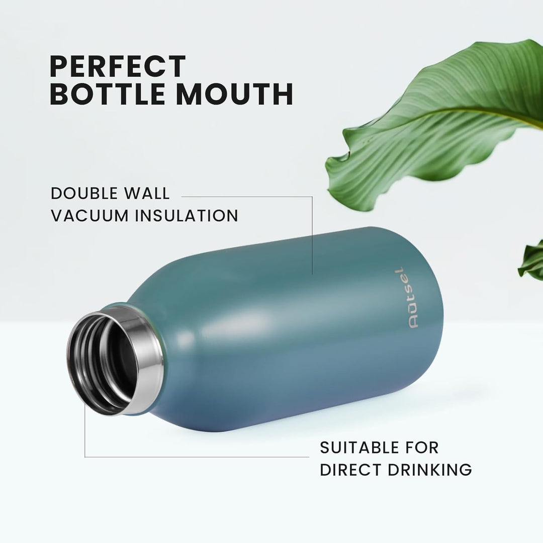 Trinkflasche Thermo Edelstahl 350ml für Heisse und Kalte Getränke für Büro Sport Outdoor Camping NAV