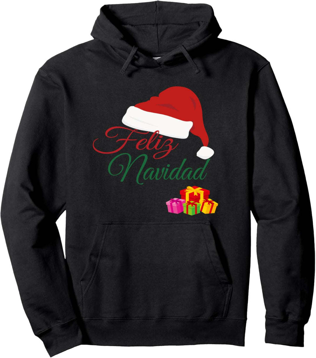 Feliz Navidad Prenda Navidena En Espanol Con Regalos Pullover Hoodie