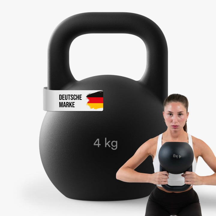 STRYVE Competition Kettlebell 4-16 Kg, hochwertige Kugelhantel aus Gusseisen inkl. Trainingsplan 4 K
