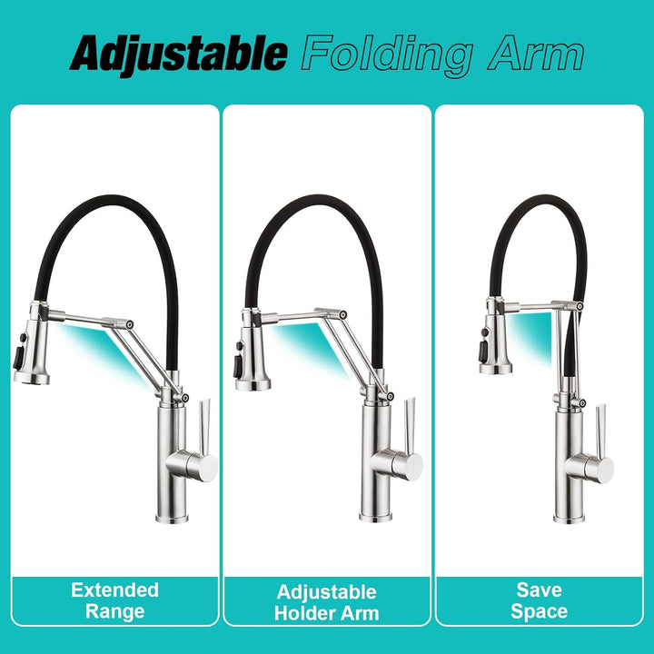 CREA Küchenarmatur mit 4 Wasserstrahlen abnehmbar, Einhebelmischer Armatur Wasserhahn für Küche Spül