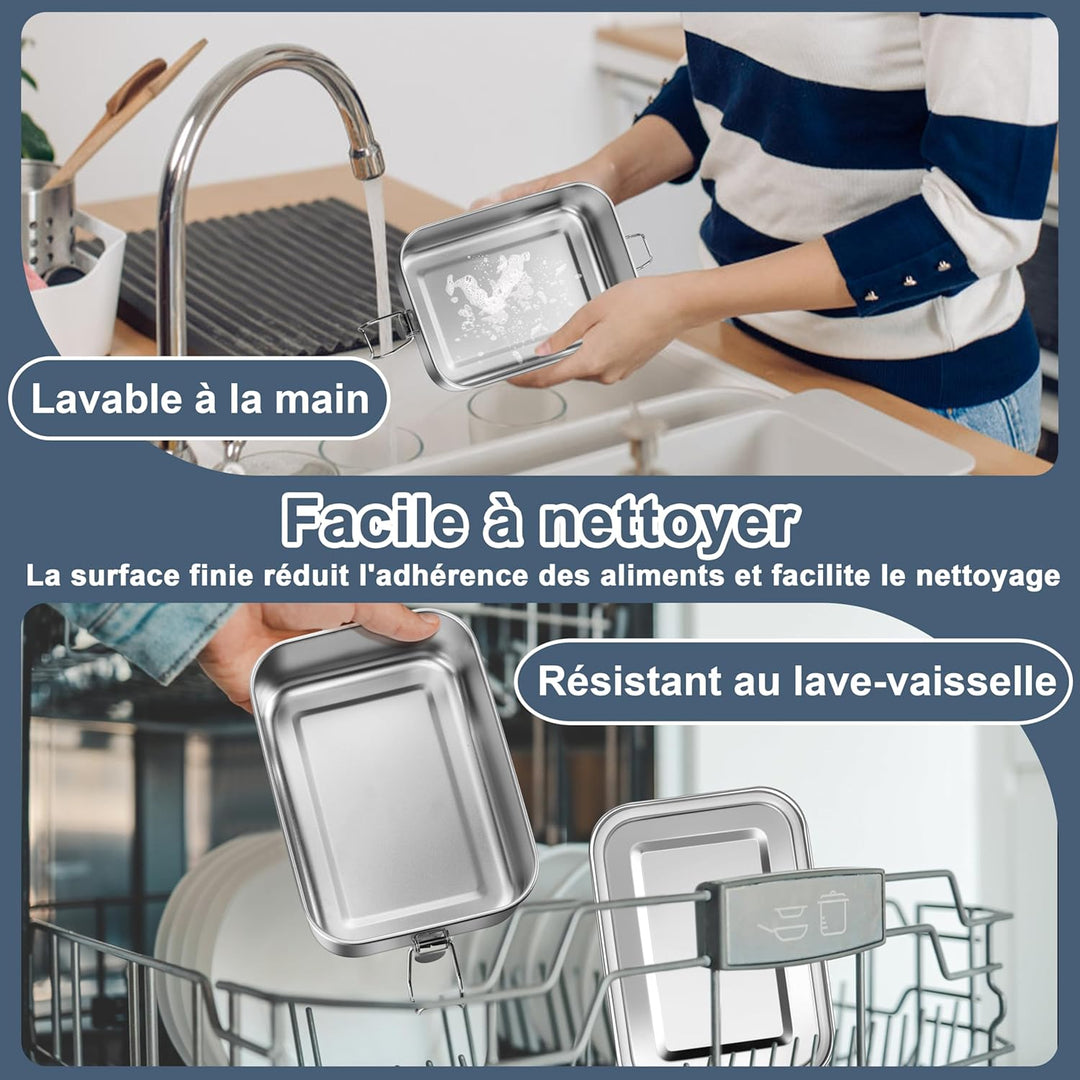 Homikit Brotdose mit Fächern, 2 Stück Edelstahl Bento Box Lunchbox für Kinder & Erwachsene, Lunch Bo