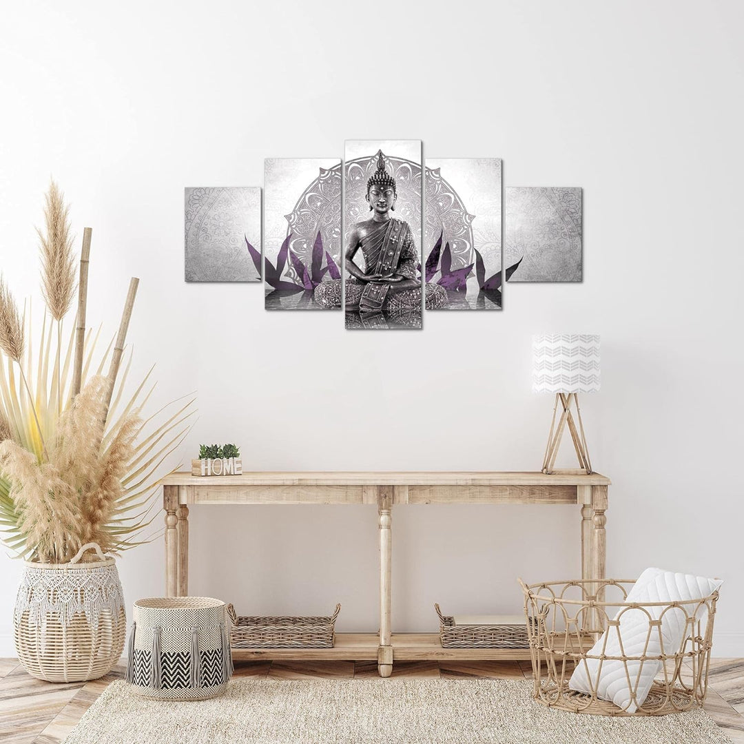 Runa Art Wandbilder Buddha 5 Teilig Bild auf Vlies Leinwand Deko Wohnzimmer Schlafzimmer Orientalisc