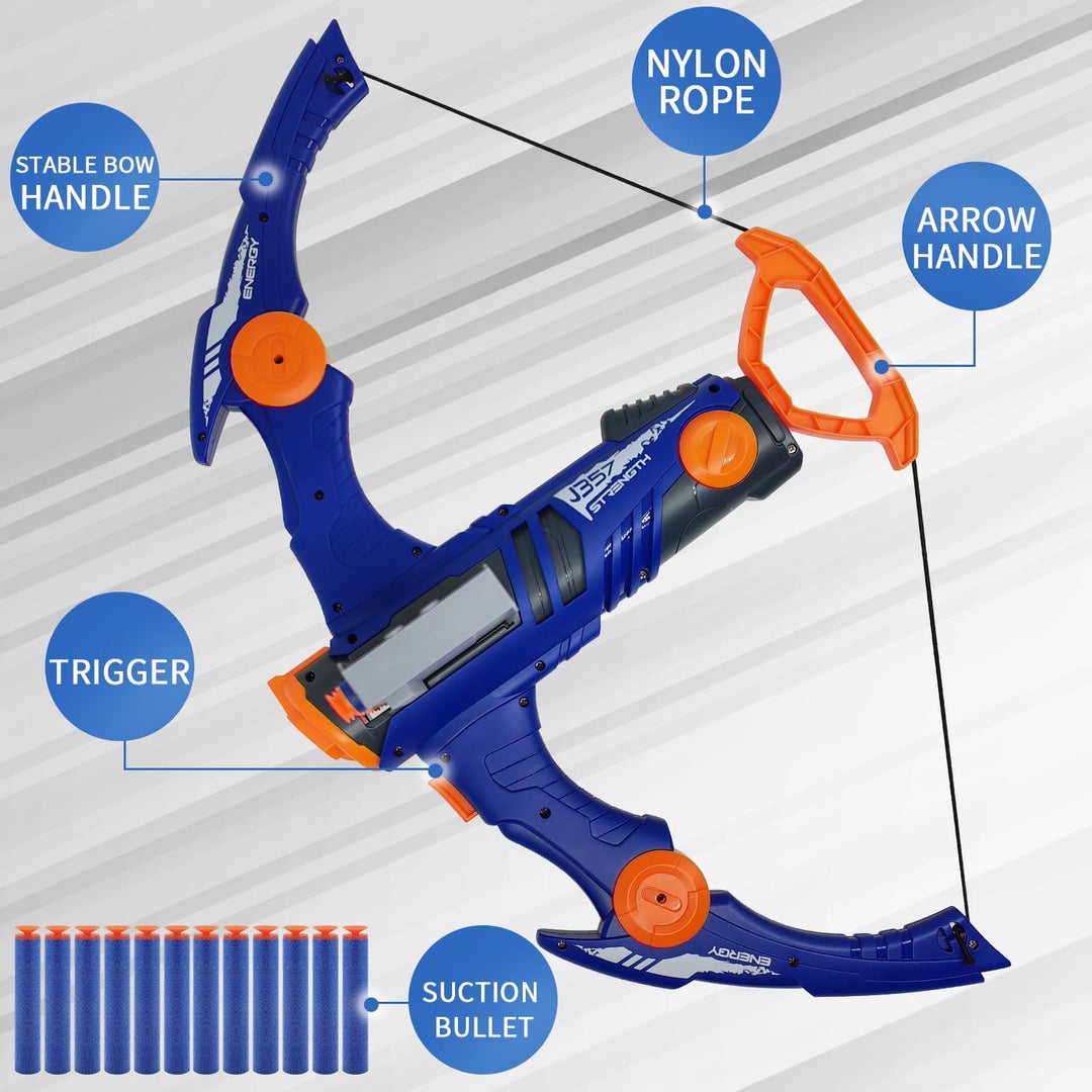 YTSWELE Pfeil und Bogen Set für Kinder kompatibel mit Nerf Gun Kugeln, 12-Dart Clip Shot Schaumstoff