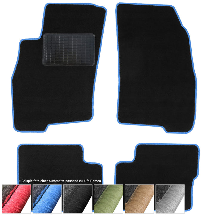 moto-MOLTICO Fussmatten Auto Velours Autoteppiche Schwarz Automatten Set 3-teilig passend für Alfa R