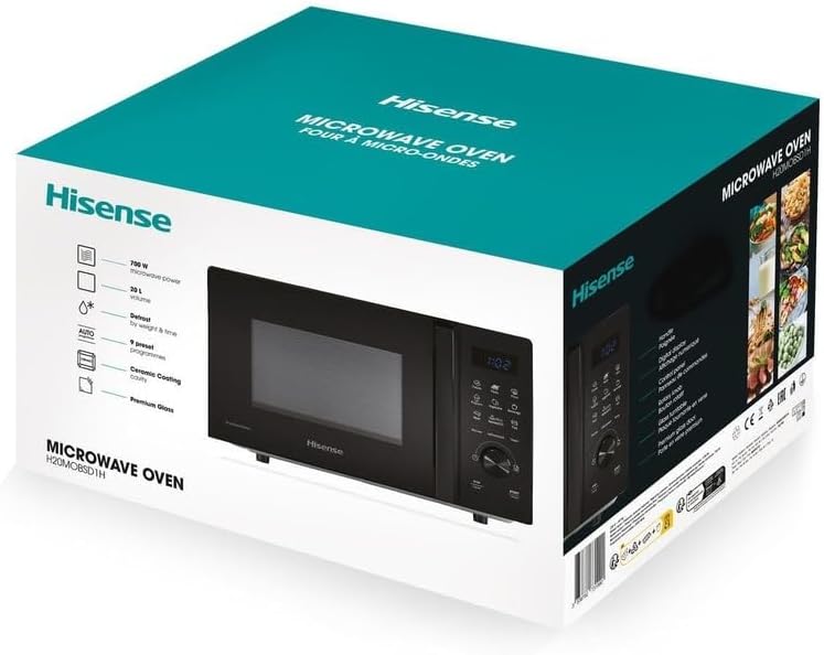 Hisense, H20MOBSD1H MWO ONLY 20L Türöffnung links LED Display mit Tasten 9 Funktionen max. Leistung