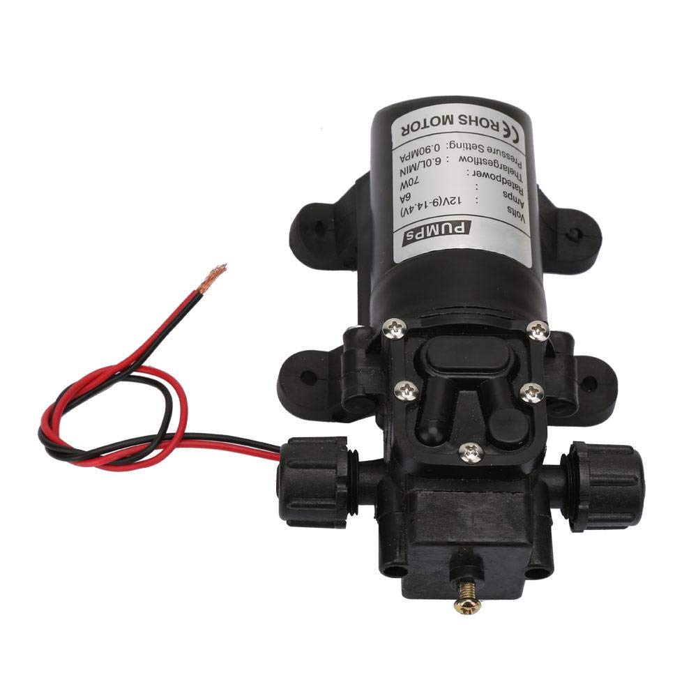 Vikye Wasserpumpe, DC 12V 70W, 6L/Min, Schwarz, Membranpumpe, Hochdruck, Reinwasserpumpe