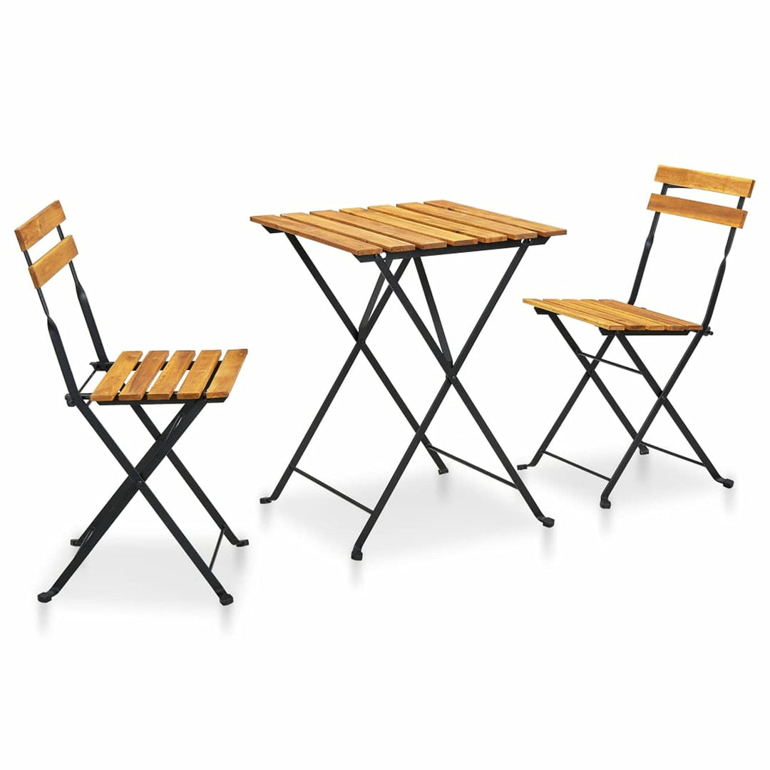 Yolola 3tlg Balkonmöbel Terrassenmöbel Bistro Set 2X Bistrostuhl Klappbar Massivholz Akazie + Bistro