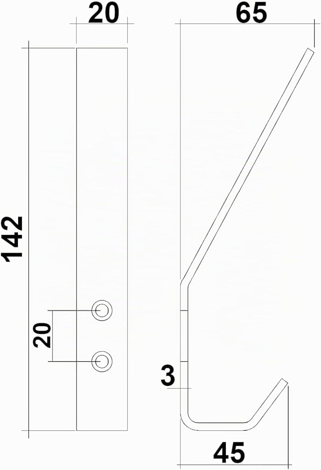 SOTECH 10 Stück Kleiderhaken ALBA moderner Mantelhaken echt Edelstahl 142 x 20 mm Huthaken Garderobe