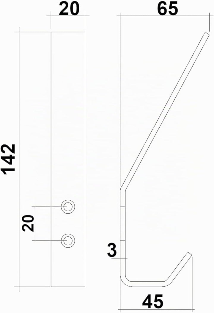 SOTECH 10 Stück Kleiderhaken ALBA moderner Mantelhaken echt Edelstahl 142 x 20 mm Huthaken Garderobe