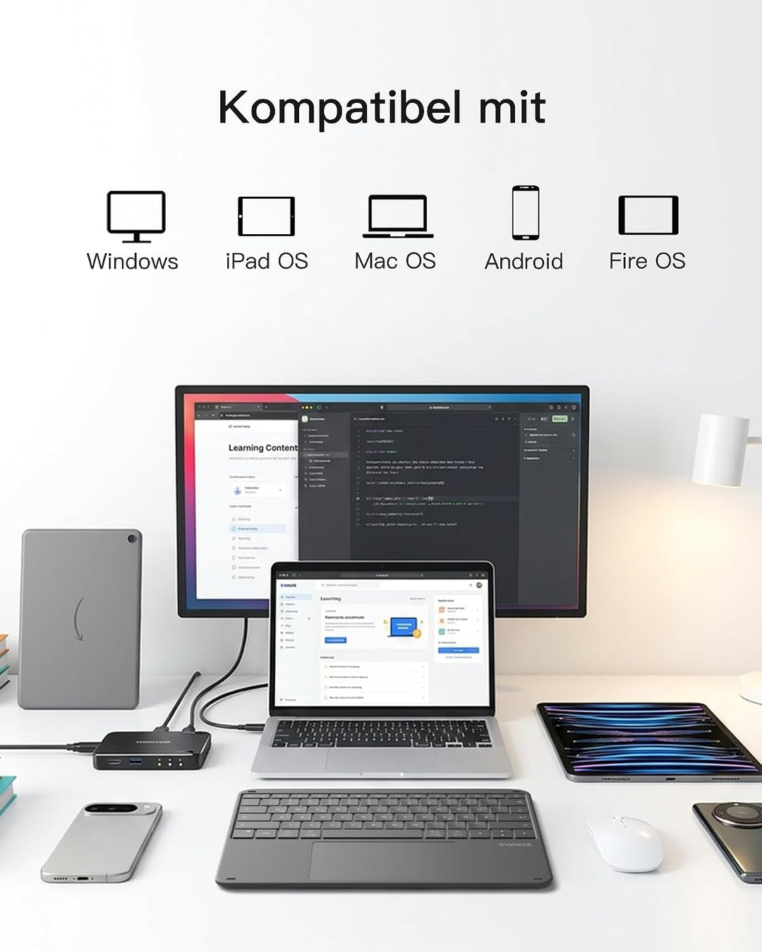Inateck leichte Bluetooth-Tastatur, grosses Touchpad, grosse Tasten