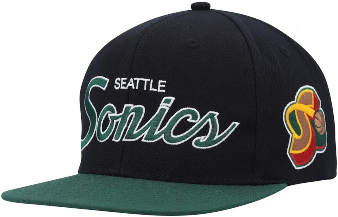 Mitchell & Ness Seattle Supersonics Team Script Snapback Cap Kappe Basecap