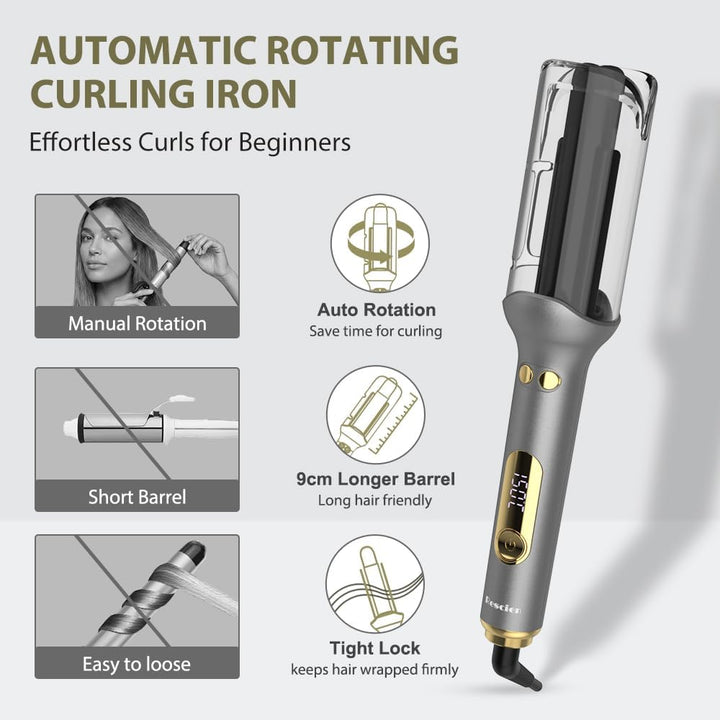 Lockenstab Automatisch Rotierender 25mm mit 14 Temperaturstufen (100-230°C) | Anti-Verbrennungs Hair