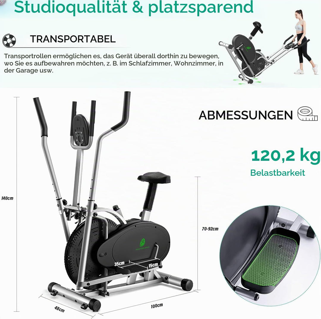 Crosstrainer für zuhause - Neezee 2 IN 1 Crosstrainer Heimtrainer mit Sitz Smart LCD-Monitor,verbess