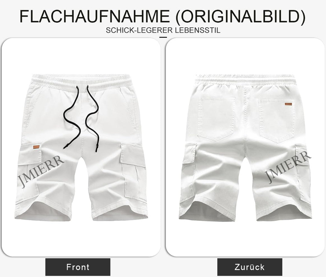 JMIERR Kurze Hosen Herren Baumwolle Cargo Shorts Herren Sommer Freizeithose mit Taschen S Weiss, S W