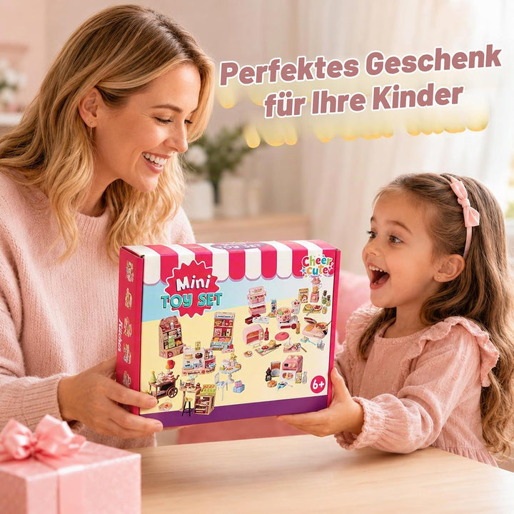 Miniküche Spielset 100+ Teile ab 3 Jahren - Puppenhaus Kochspielzeug, Küche