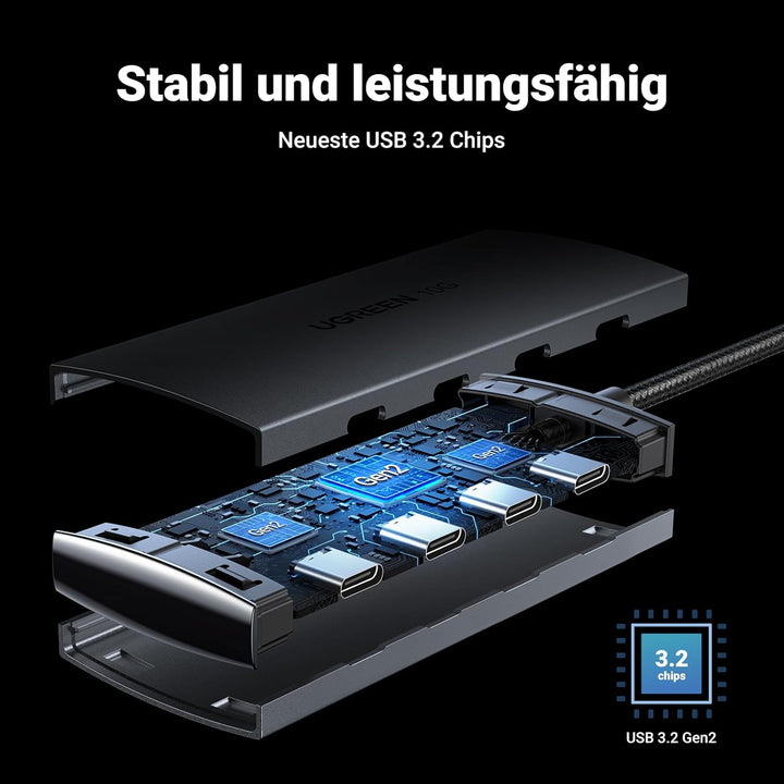 UGREEN USB C Hub 10 Gbps, Adapter mit 4 USB C 3.2 Ports, Hochgeschwindigkeits USB C Multiport Splitt