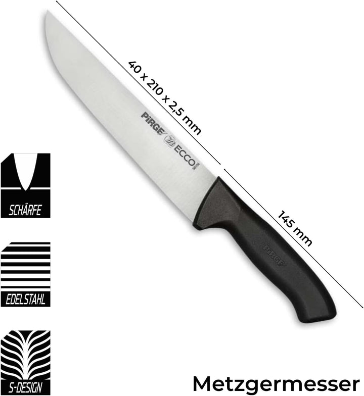 Pirge Ecco Metzgermesser 21 cm Schwarz Schlachtermesser - Fleischermesser - Stechmesser - Exzellente