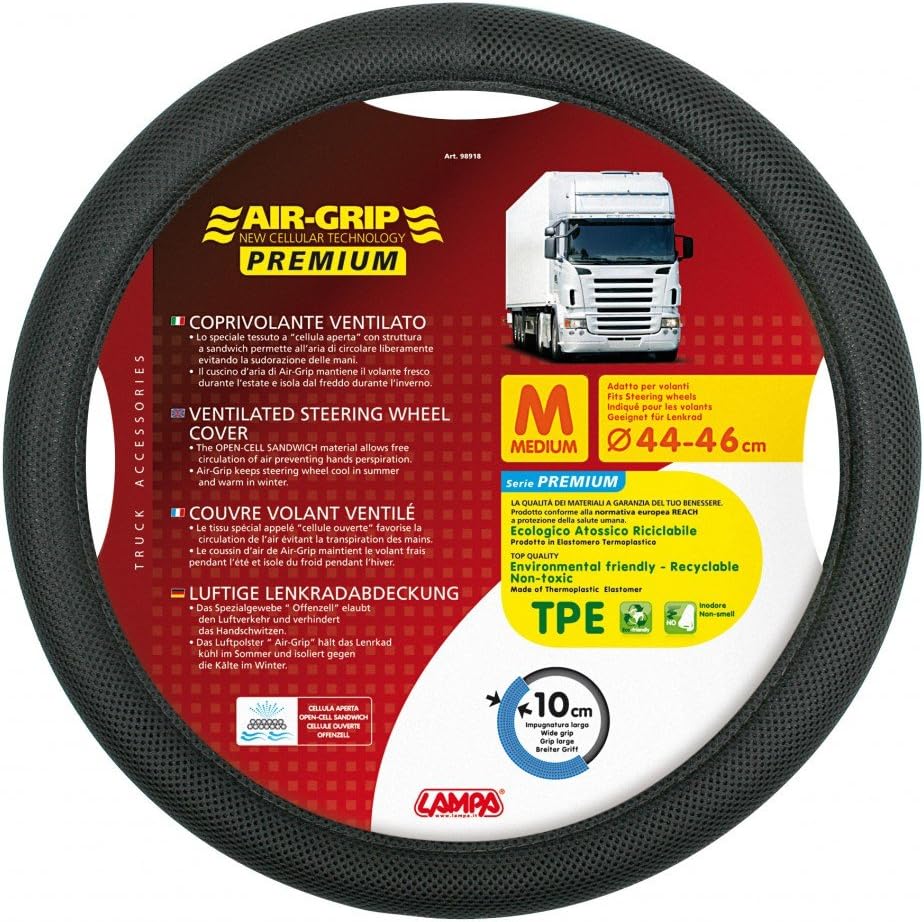 Lampa LkW-Lenkradschoner Air-Grip Premium Belüfteter Schwarz 44/46 cm