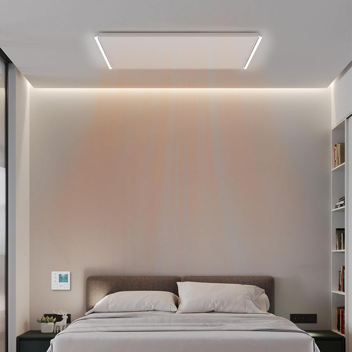 Infrarotheizung Deckenmontage 700W, Infrarot Deckenheizung mit LED Licht Beleuchtung Kaltweiss/Warmw