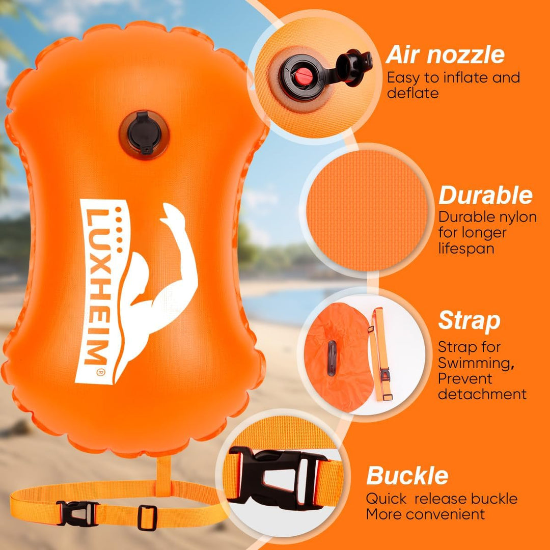 2 Pack Schwimmen Boje Schleppschwimmer für Open Water Schwimmen gut sichtbar Schwimmer Dry Bag wasse