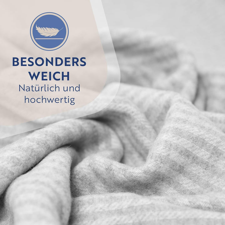 Nostra Andora Tagesdecke 140x200 | Weiche Merino Wolldecke mit 10% Kaschmir | Picnic Blanket | Warme