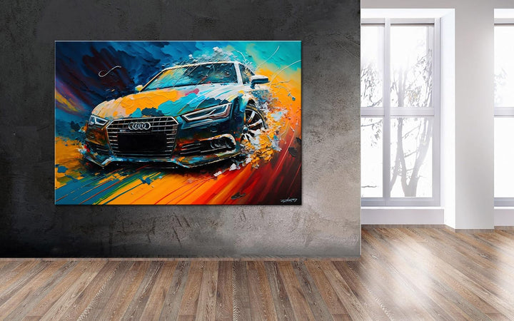 Printonia Leinwand-bild 120x80cm Audi RS Abstrakt Art Sportwagen Automobil Bilder Deko Dekoration Wa