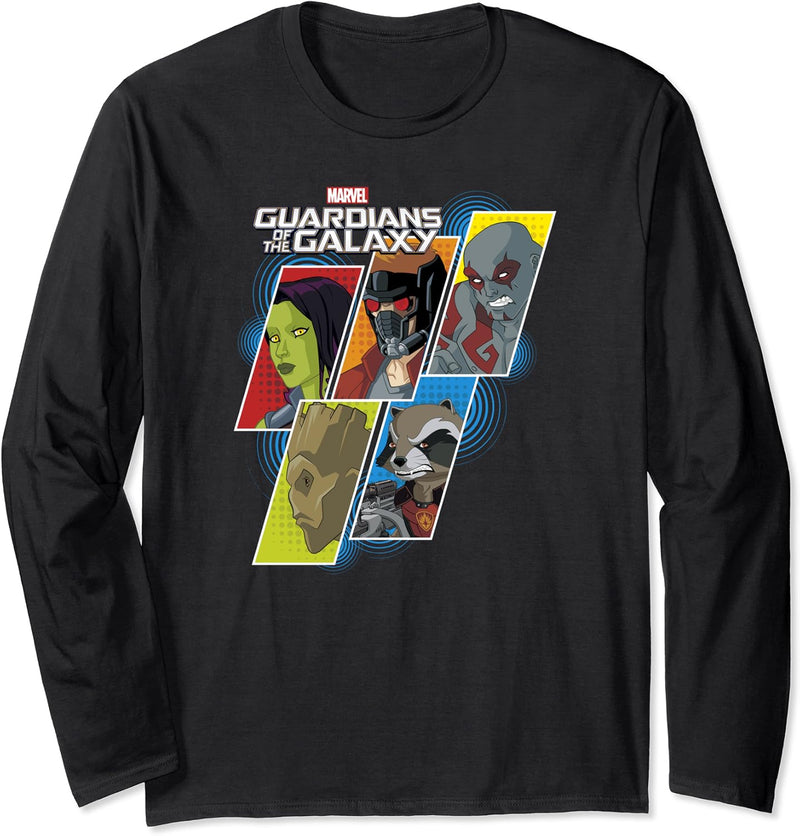 Marvel Guardians Of The Galaxy Cartoon Slanted Panels Langarmshirt