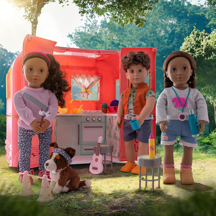 Our Generation – R.V. Seeing You Camper (Rosa) – Camping-Anhänger – Küche & Kochzubehör – 46 cm-Pupp