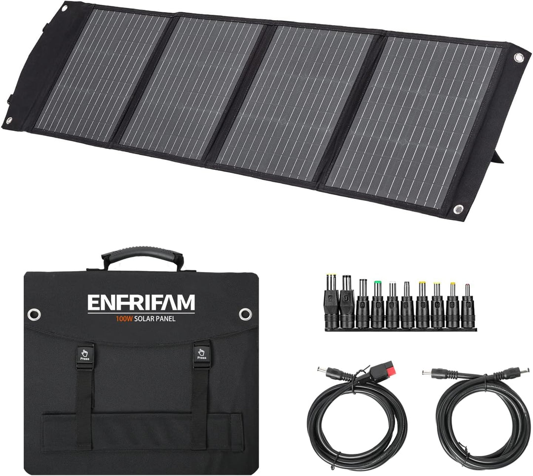 ENFRIFAM 100 Watt tragbares Solarpanel für Power Station, faltbares Solarladegerät mit USB DC Ausgan