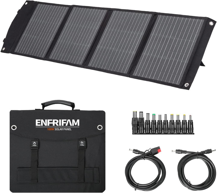ENFRIFAM 100 Watt tragbares Solarpanel für Power Station, faltbares Solarladegerät mit USB DC Ausgan