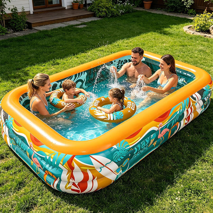 Skirfy Aufblasbarer Pool, 305 x 183 x 56 cm XXL Gartenpool, Verdickter Kinderpool für Erwachsene & K