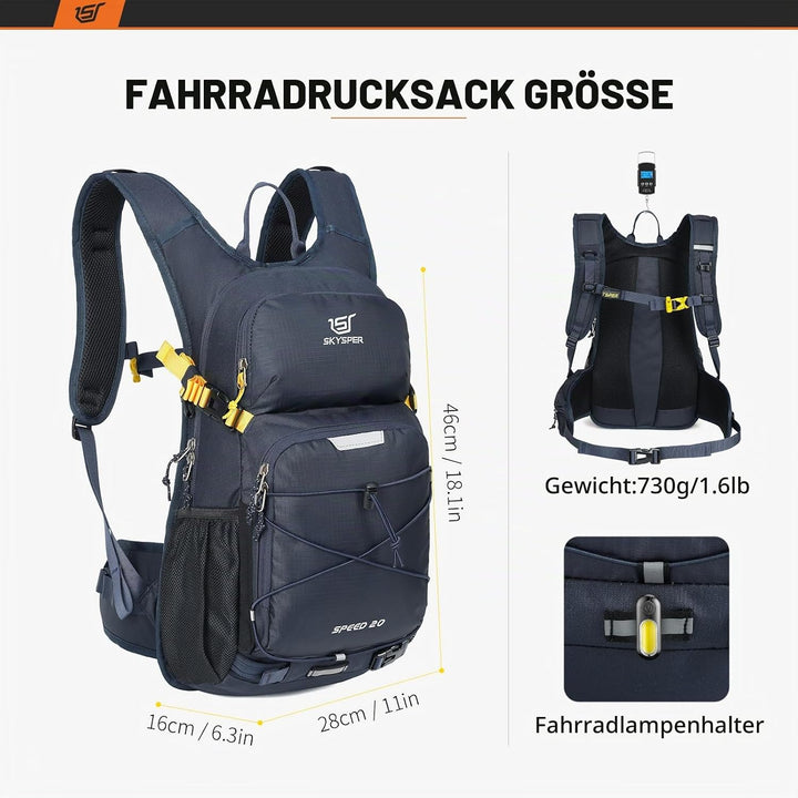 SKYSPER Fahrradrucksack 20L Ultraleicht Rucksäcke für Radsport Wanderrucksack Trinkrucksack Sportruc