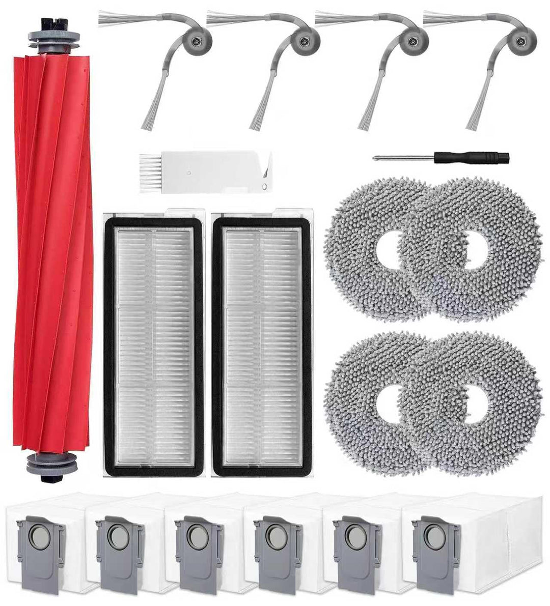 BaBuzom Zubehör für Roborock QV 35A / QV 35S Staubsauger, 1 Hauptbürste, 2 Hepa-Filter, 4 Wischtüche